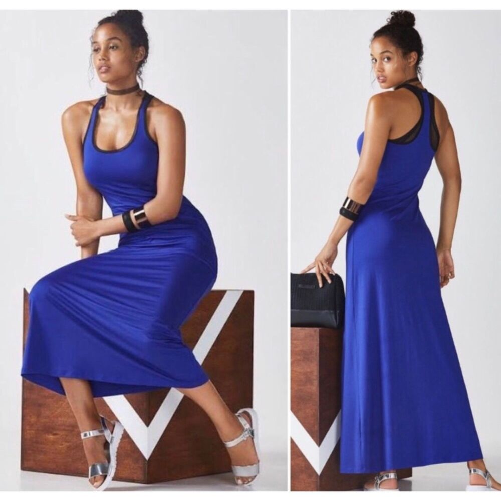 Fabletics Mosa Maxi Tank Dress Blue L